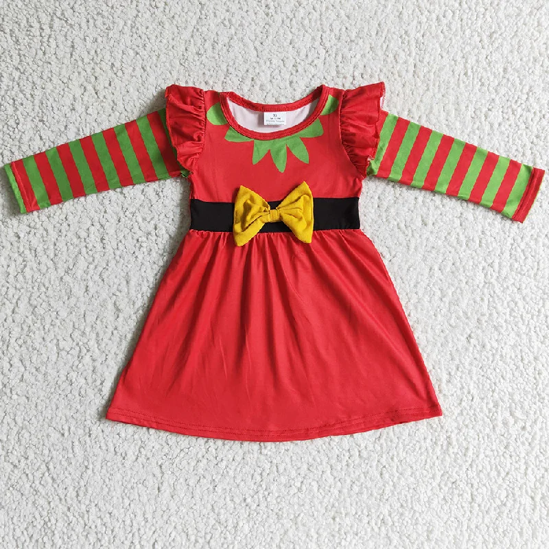 Cute Girls Dress Long Sleeve Christmas Baby Girls Boutique Dress GLD0144 Tunics Chic fashionable