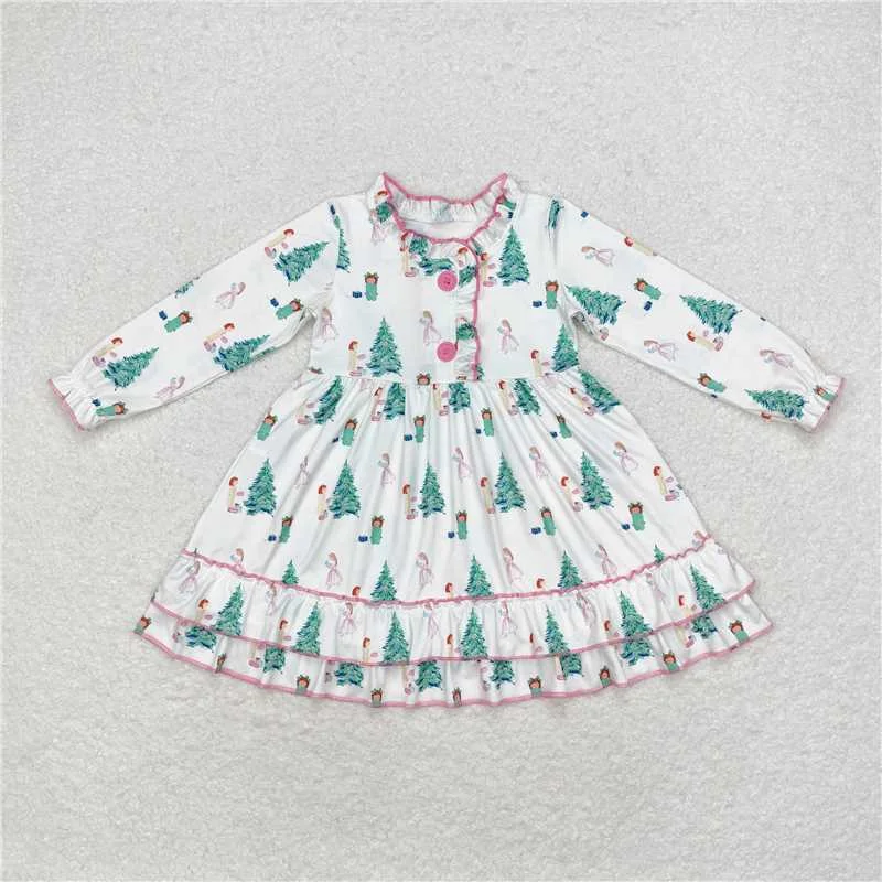 GLD0622 Baby Girls Christmas Tree Gifts Knee Length Gown Dresses Tunics Party sparkling