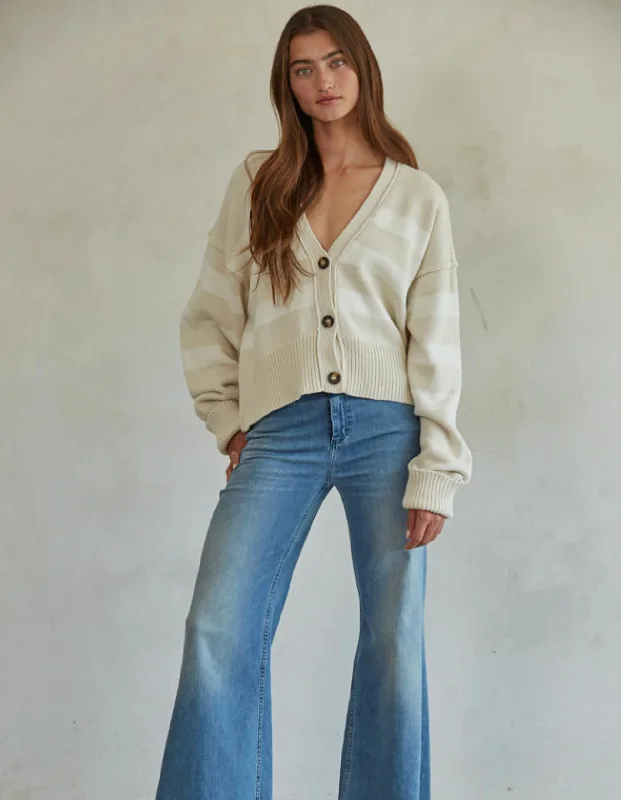 Irena Cardigan in Sand Cream Collared Crew Neck Turtle Neck