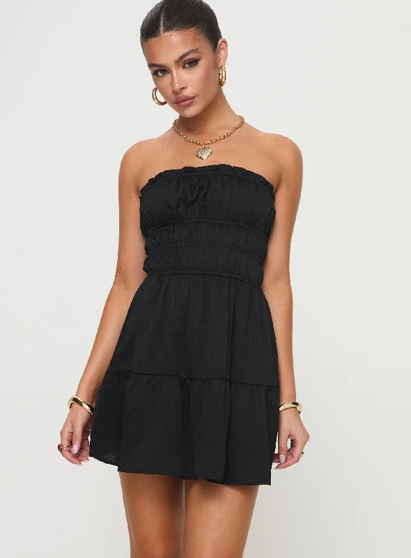 Joie Strapless Mini Dress Black Tunics Stylish elegant