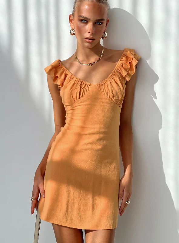 Leto Mini Dress Orange Tunics Sophisticated sleek