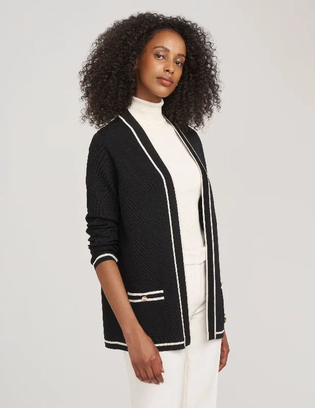 Malibu Cardigan With Tipping Crew Neck V-Neck Turtle Neck