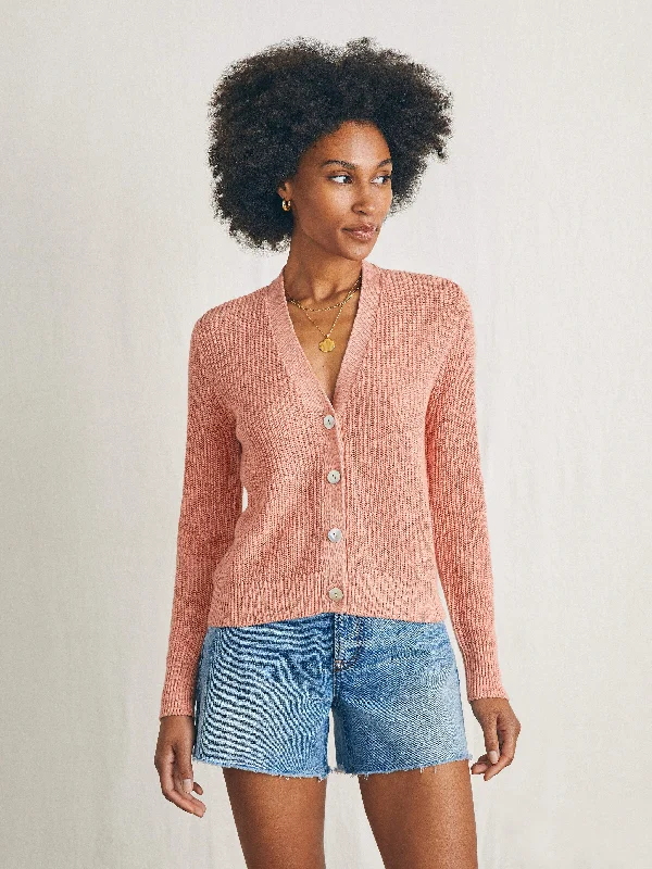 Miramar Linen Cardigan - Rosette Zippered Buttoned Snapped