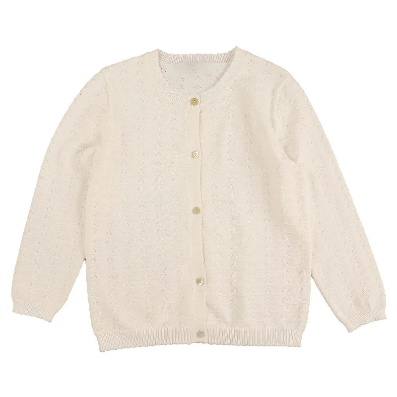 Noma White Pointelle Cardigan Lace Blend Ribbed Blend Corduroy Blend