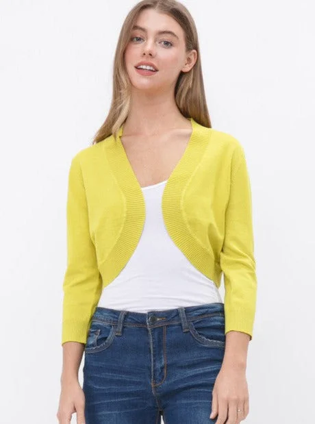 Open Cardigan in Chartreuse Modern Contemporary chic