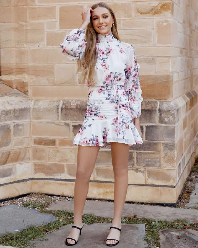 Piper Dress - White Floral Tunics Short Trendy