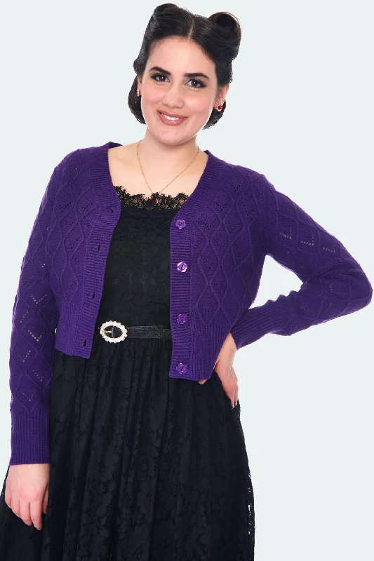 Purple Flower Button Cardigan by Voodoo Vixen - Size XS Lightweight Heavyweight Midweight