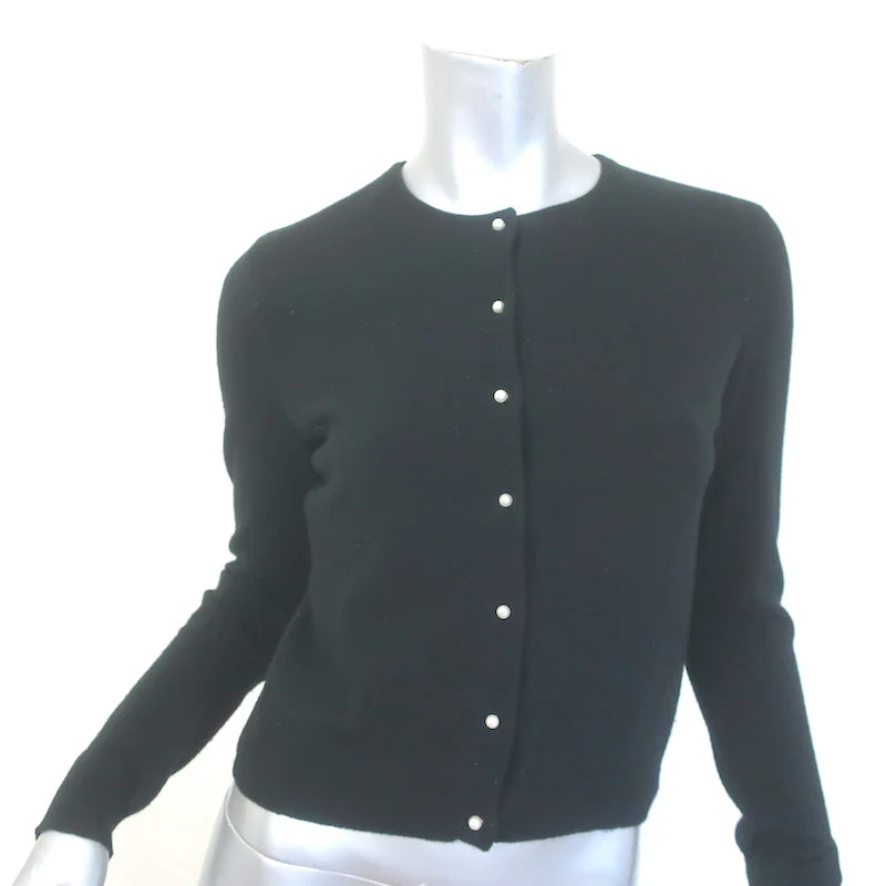 Ralph Lauren Black Label Cashmere Pearl Button Cardigan Black Size Medium Button Cardigan Zip Cardigan Pullover Cardigan