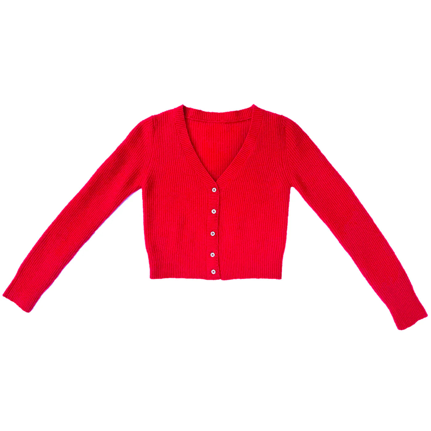 Red Cropped Mohair Cardigan Slim Fit Regular Fit Oversized