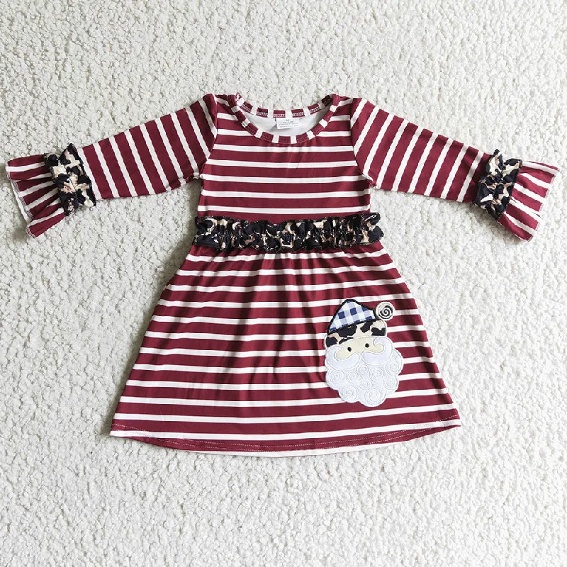 RTS Baby Girl Dress Santa Claus Embroidery Christmas Long Sleeve Girls Dresses GLD0071 Tunics Cozy comfortable