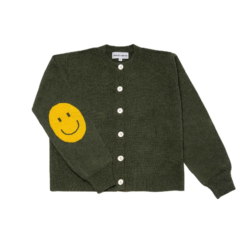 Smile Patch Cardigan - PRE ORDER Front Pockets Side Pockets Patch Pockets