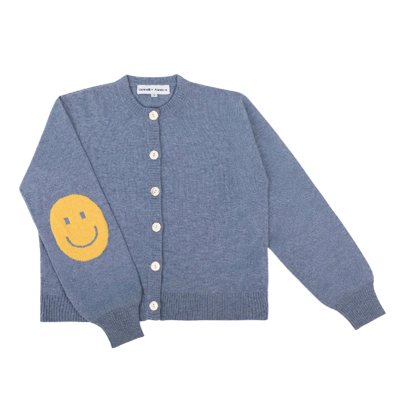 Smile Patch Cardigan Wool Fabric Cashmere Fabric Tweed Fabric