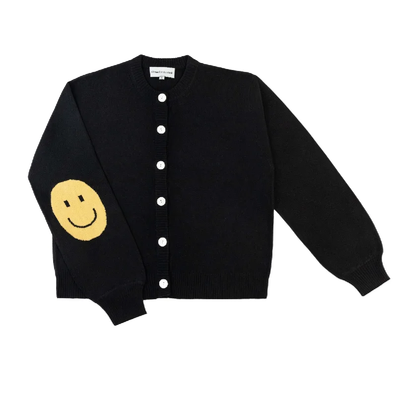 Smile Patch Cardigan Sequined Glittery Shiny