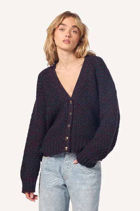 TISCH SLOUCHY CARDIGAN | BORDEAUX MULTI Print Jacquard Patchwork