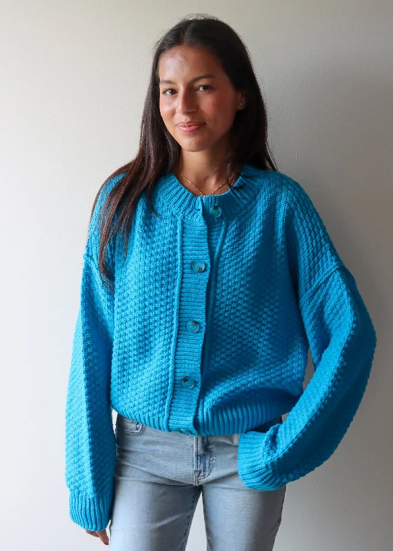 Fall Nights Cardigan ★ Neon Blue Asymmetrical,ymmetric Pencil Cardigan