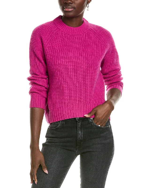 27 Miles Malibu womens  Mock Neck Wool & Cashmere-Blend Pullover, xs, Pink Button Front Sweater