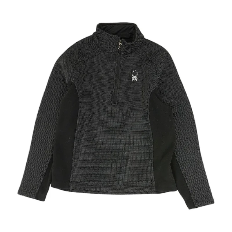 Black Solid 1/4 Zip Pullover Lapel Neck Sweater