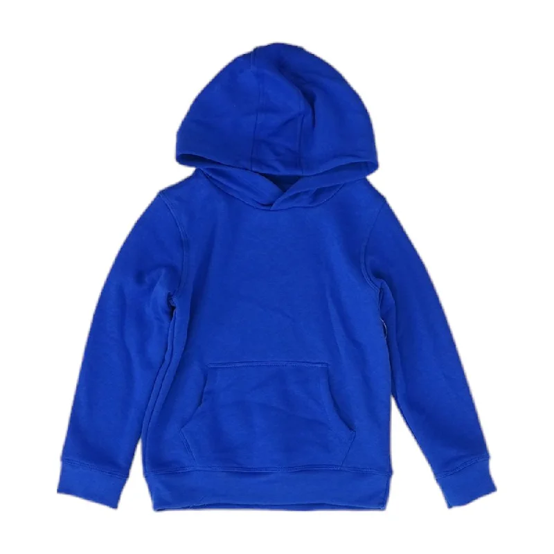 Blue Solid Hoodie Pullover Peter Pan Collar