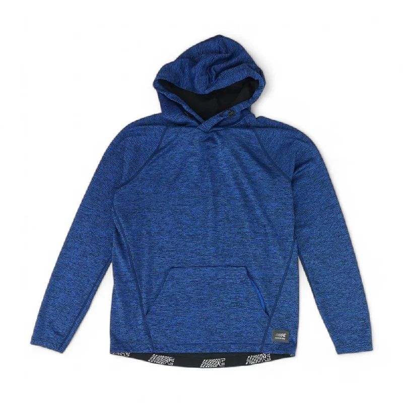 Blue Solid Hoodie Pullover High Neck Pullover