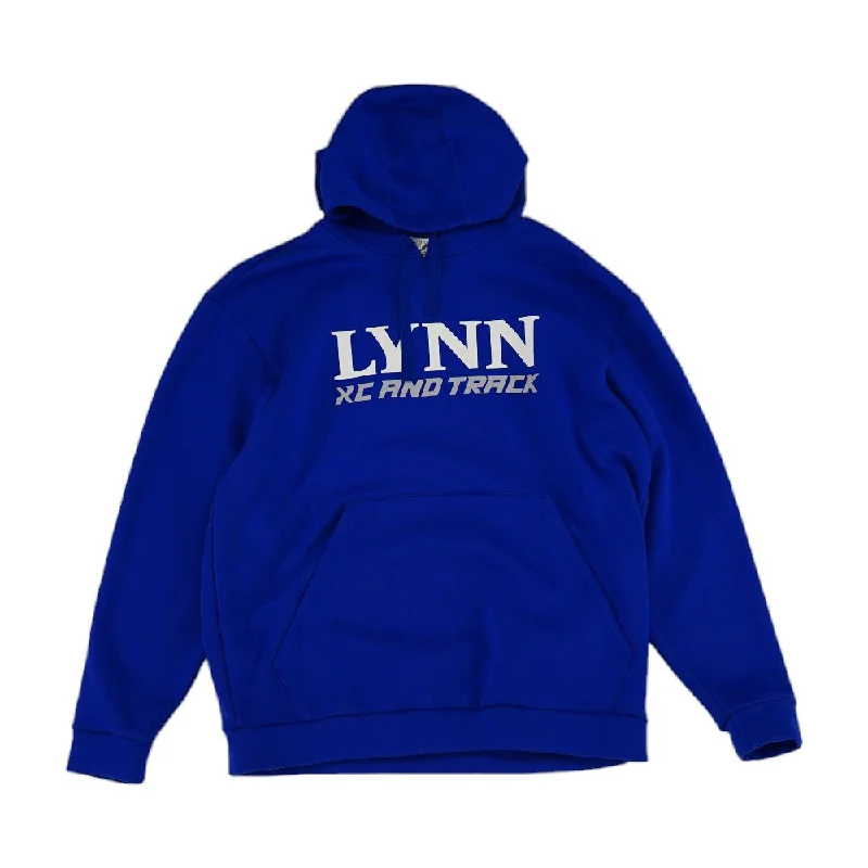 Blue Solid Lynn University Hoodie Pullover Ruffle Neck Pullover