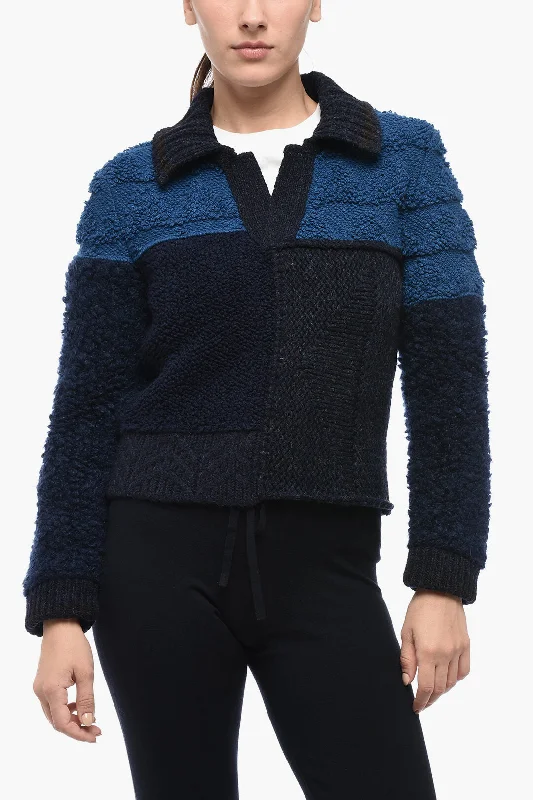 Bottega Veneta Polo Neck Wool Crop Pullover V-Neck Stylish Pullover