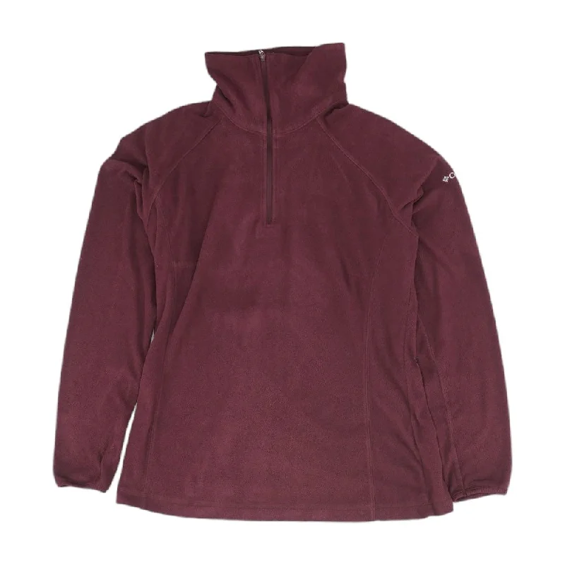 Burgundy Solid 1/4 Zip Pullover Peter Pan Collar