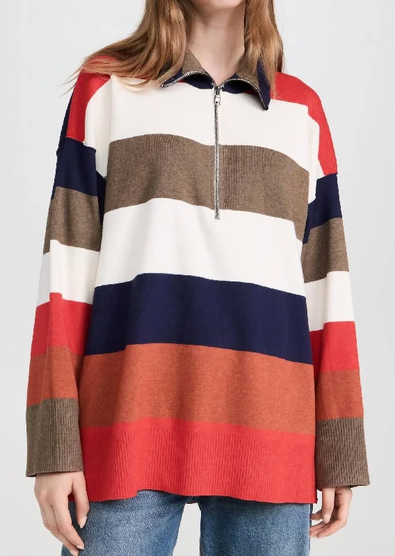 Coastal Stripe Pullover In Set Sail Combo Fitted Ribbed Sweater