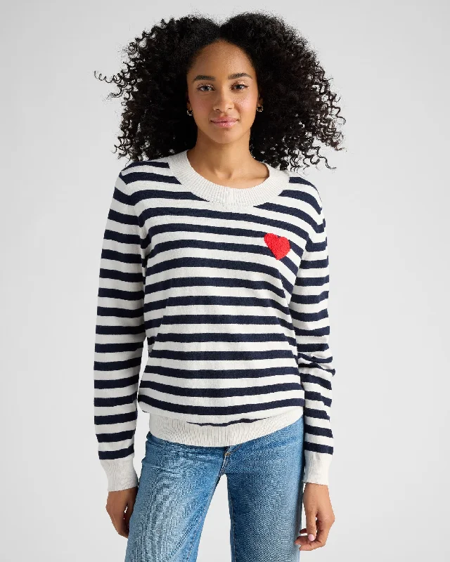 Crew Neck Stripe Pullover Turtleneck Warm Pullover