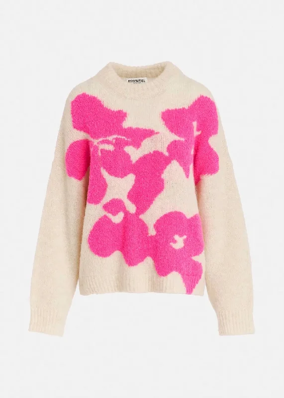 Garcon Knitted Pullover In Cream And Pink Over Sleeve Pullover