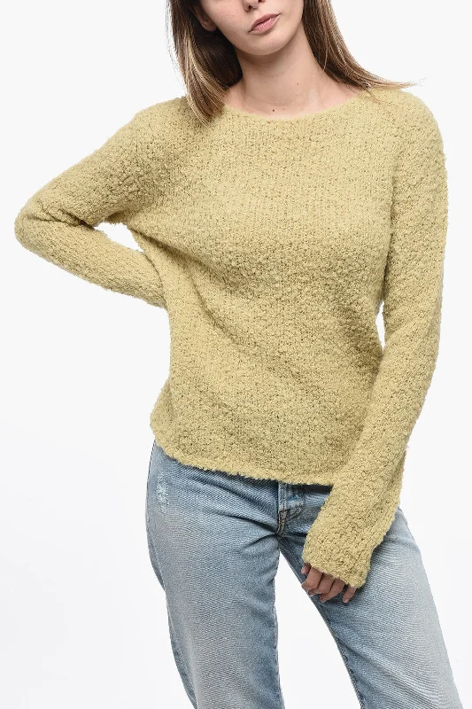 Gentryportofino Bouclè Wool Pullover with Wide Neckline Sarouel Sleeve Pullover