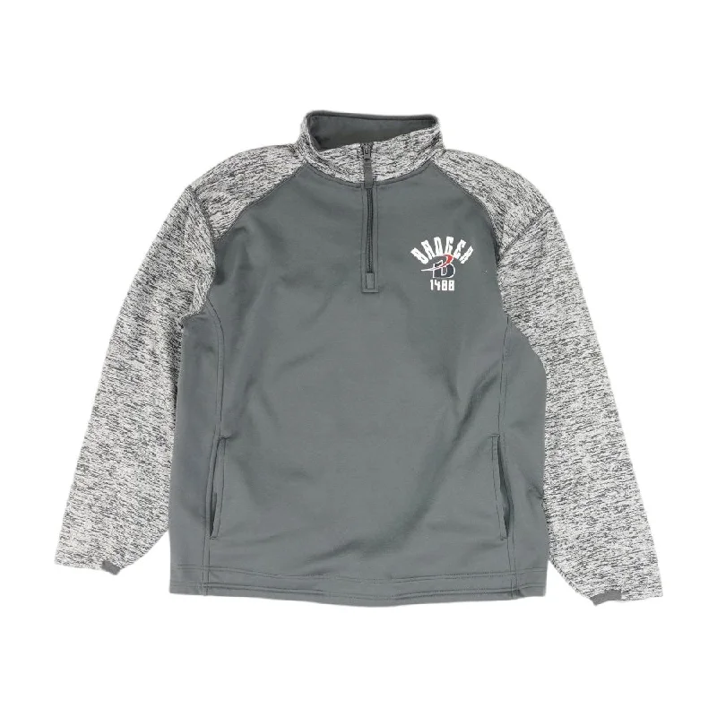 Gray Color Block 1/4 Zip Pullover Fleece Warm Pullover