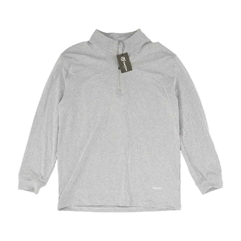 Gray Solid 1/4 Zip Pullover Box Sleeve Comfort