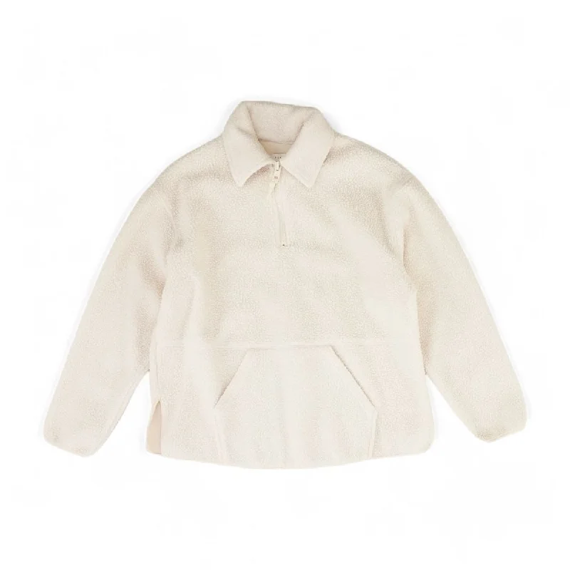 Ivory Solid 1/4 Zip Pullover Honey Neck Pullover