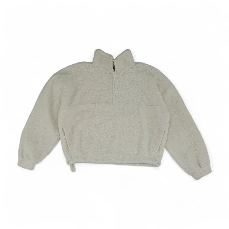 Ivory Solid 1/4 Zip Pullover Chunky Knit Pullover