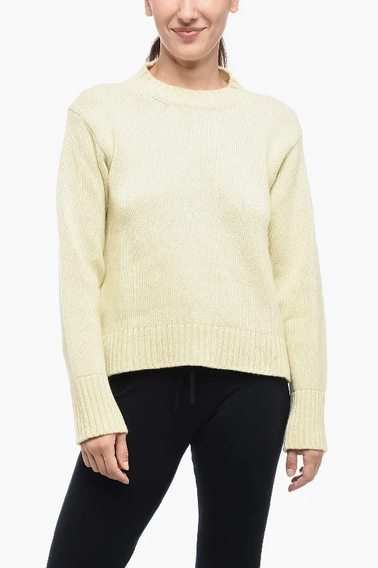 Jil Sander Crew Neck Cashmere Blend Pullover Three Quarter Sleeve