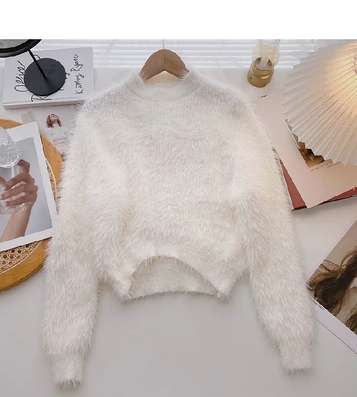 Korean soft waxy lazy and versatile long sleeve Pullover Top  5952 Polo Neck Sweater