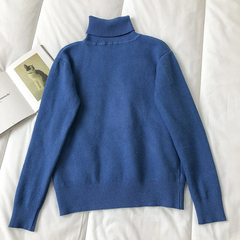 Korean warm pile high neck thin Pullover long sleeve top  5844 Hooded Pullover Sweater