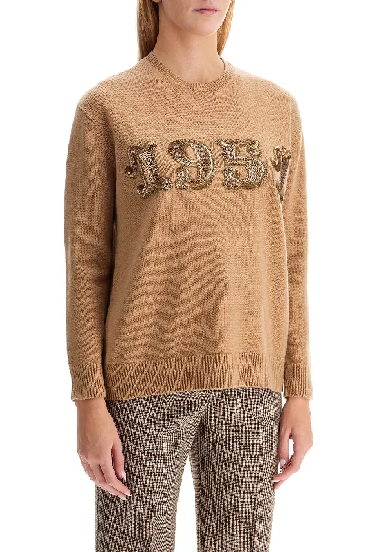 Max Mara Form With Embroidery And Sequins Pullover V-Neck Stylish Pullover