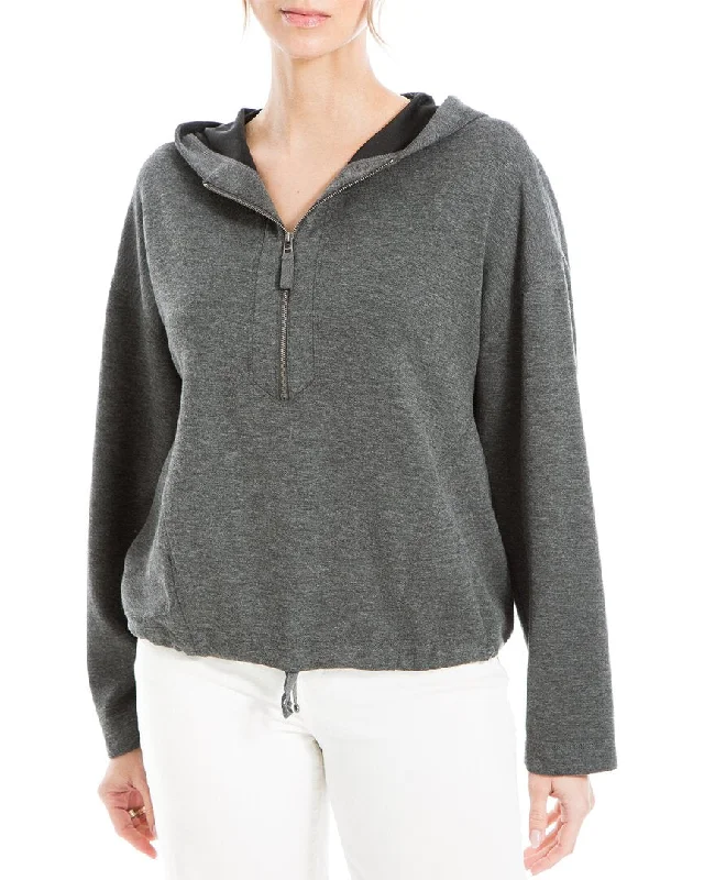 Max Studio Zip Pullover Square Neck Pullover