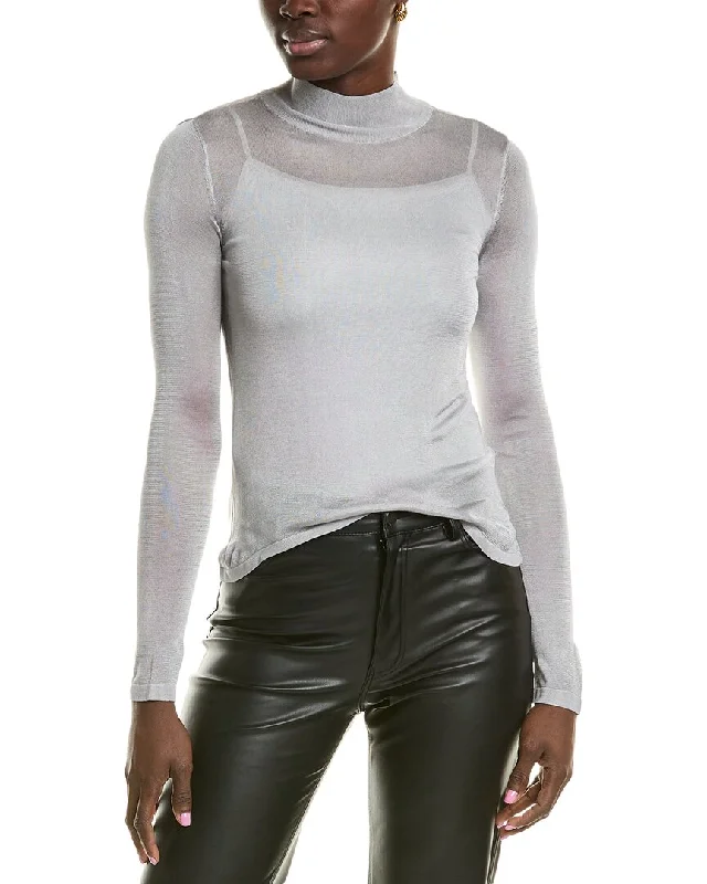 Milly Mock Neck Pullover Jewel Neck Pullover