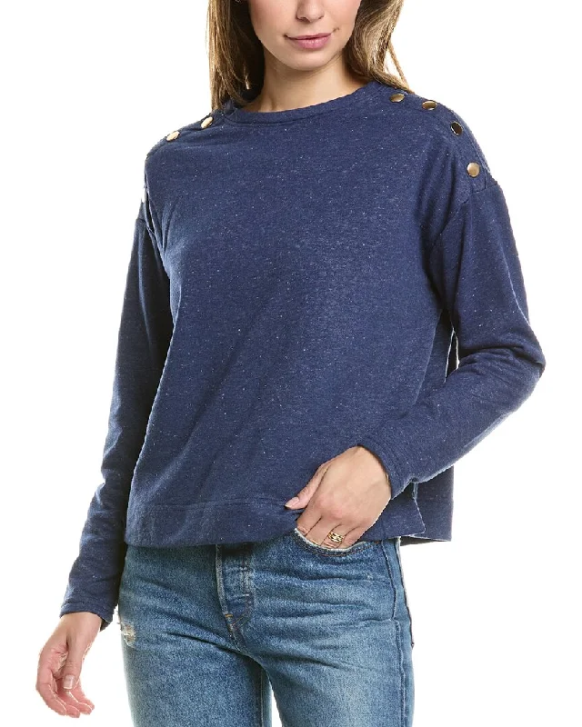 Nanette Lepore PLAY Snap Trim Pullover Bardot Neck Top