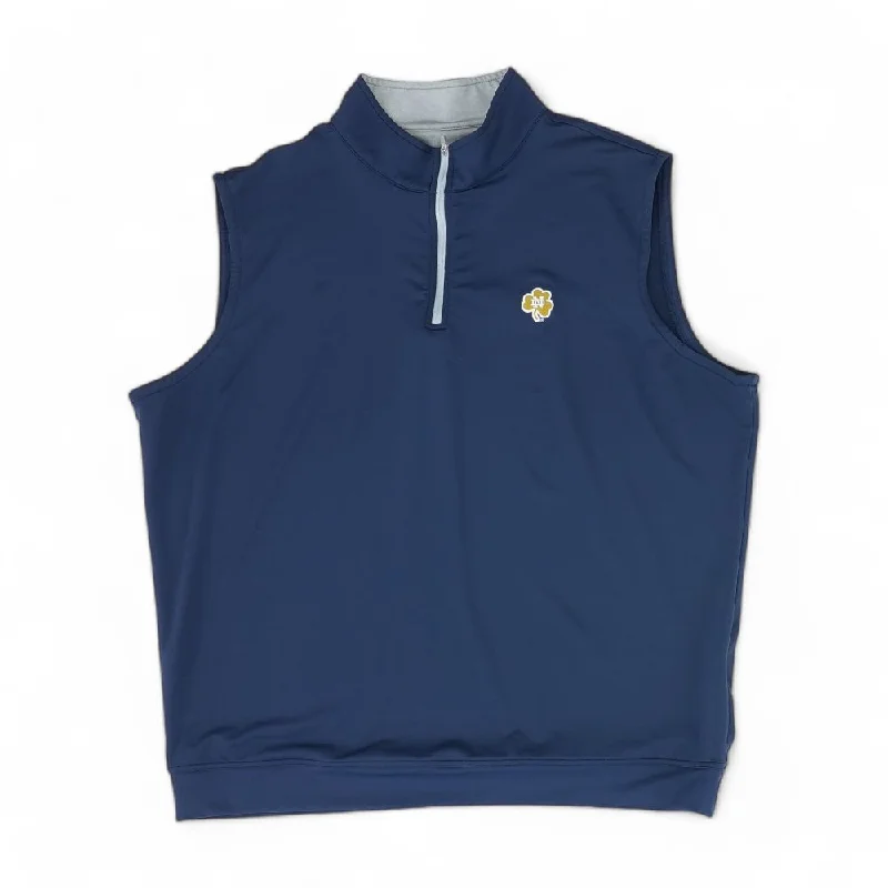 Navy Solid Active Pullover Notched Neck Pullover