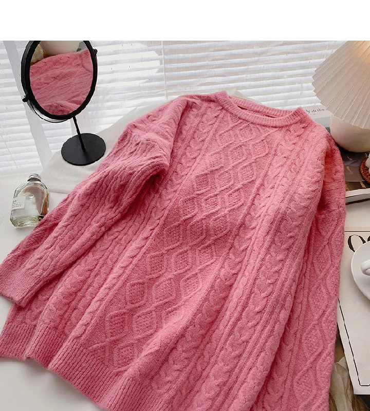 New Korean simple and versatile loose long sleeve Pullover Top  5957 One Shoulder Top