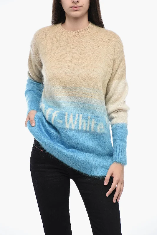 Off-White Mohair Blend HELVETICA Degradè Pullover High Neck Pullover