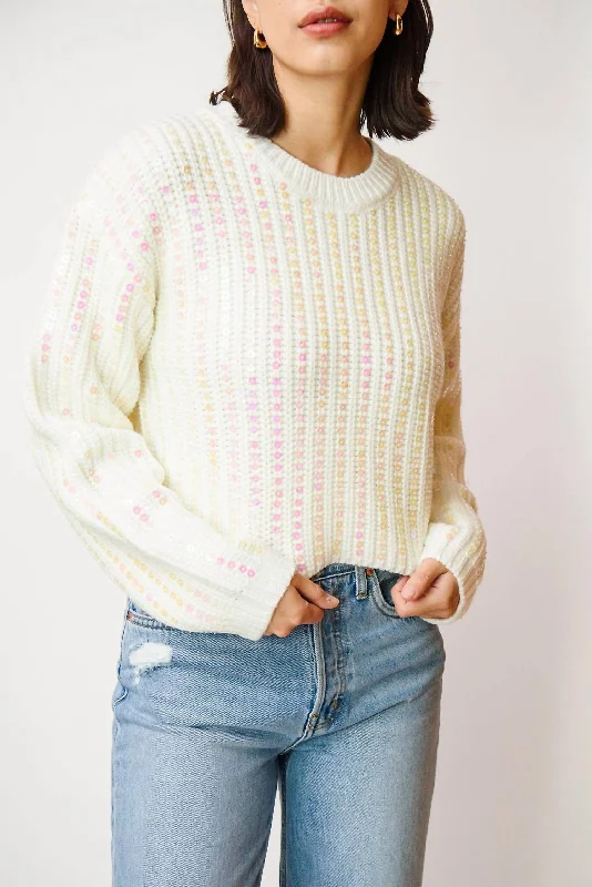 Phoebe Pullover In Ivory High Neck Pullover