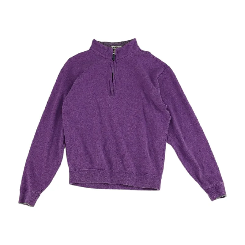 Purple Solid 1/4 Zip Pullover Wrist Length Sleeve