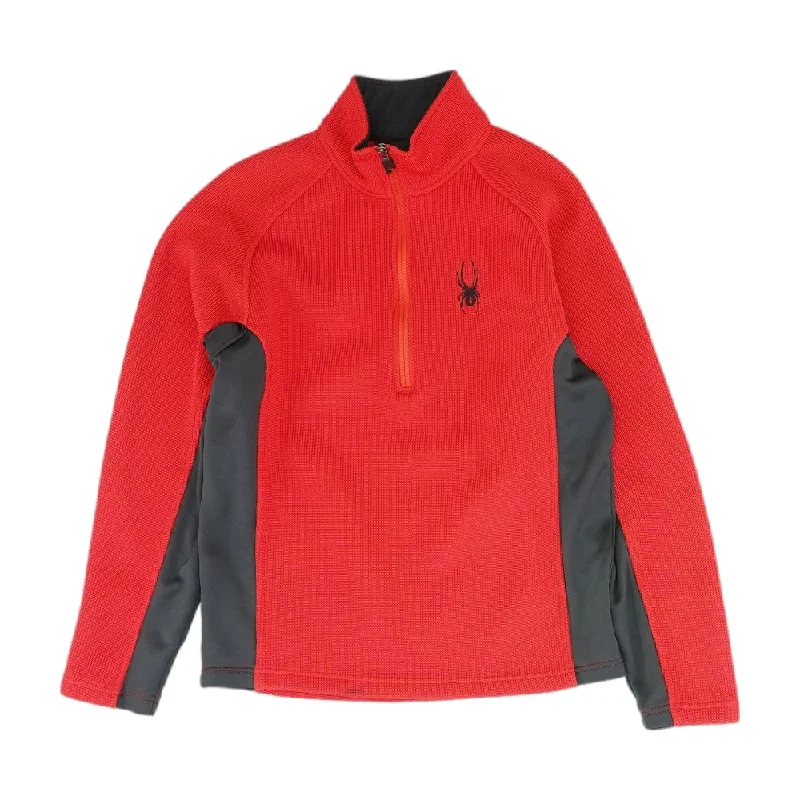 Red Color Block 1/4 Zip Pullover Open Neck Pullover