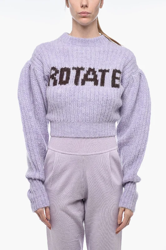 Rotate Logoed Pullover with Balloon Sleeve Sheath Sleeve Elegant