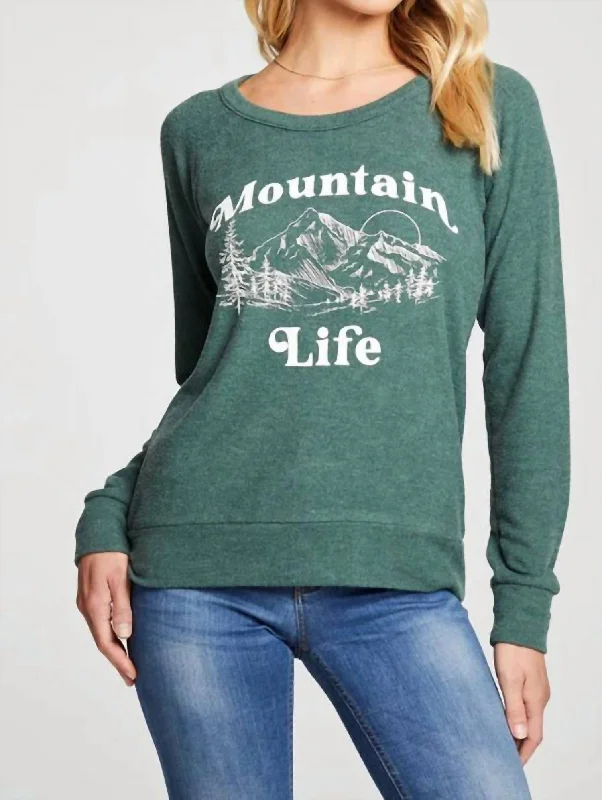 Rpet Bliss Knit Long Sleeve Raglan Pullover In Mountain Life Cap Sleeve Casual