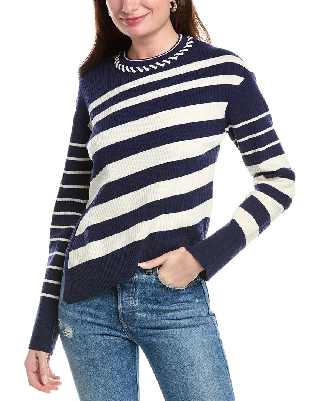 SIMKHAI Dale Wool-Blend Pullover Bardot Neck Top